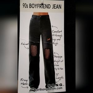 Distressed fishnet boyfriend jeans size 5